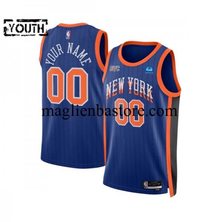 Maglia NBA New York Knicks Personalizzate 2023-2024 Nike City Edition Blu Swingman - Bambino
